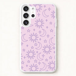 Sun, Moon And Stars Pattern Mauve Phone Case for Galaxy S26 Ultra