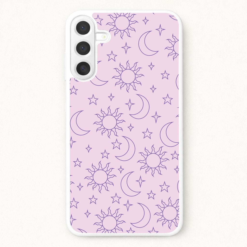 Sun, Moon And Stars Pattern Mauve Phone Case for Galaxy A17