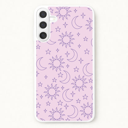 Sun, Moon And Stars Pattern Mauve Phone Case for Galaxy A17