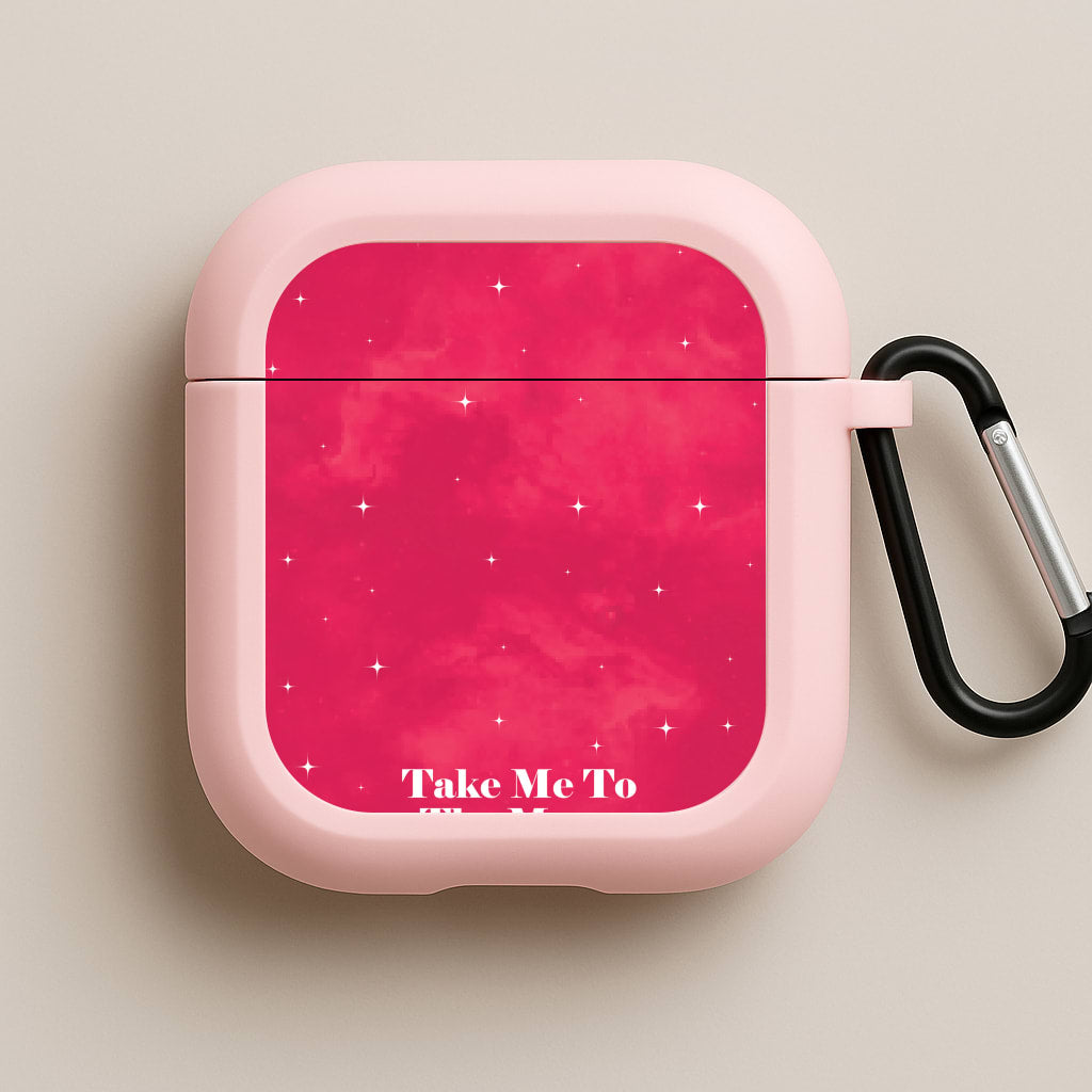 Take Me To The Moon Pink AirPods Case