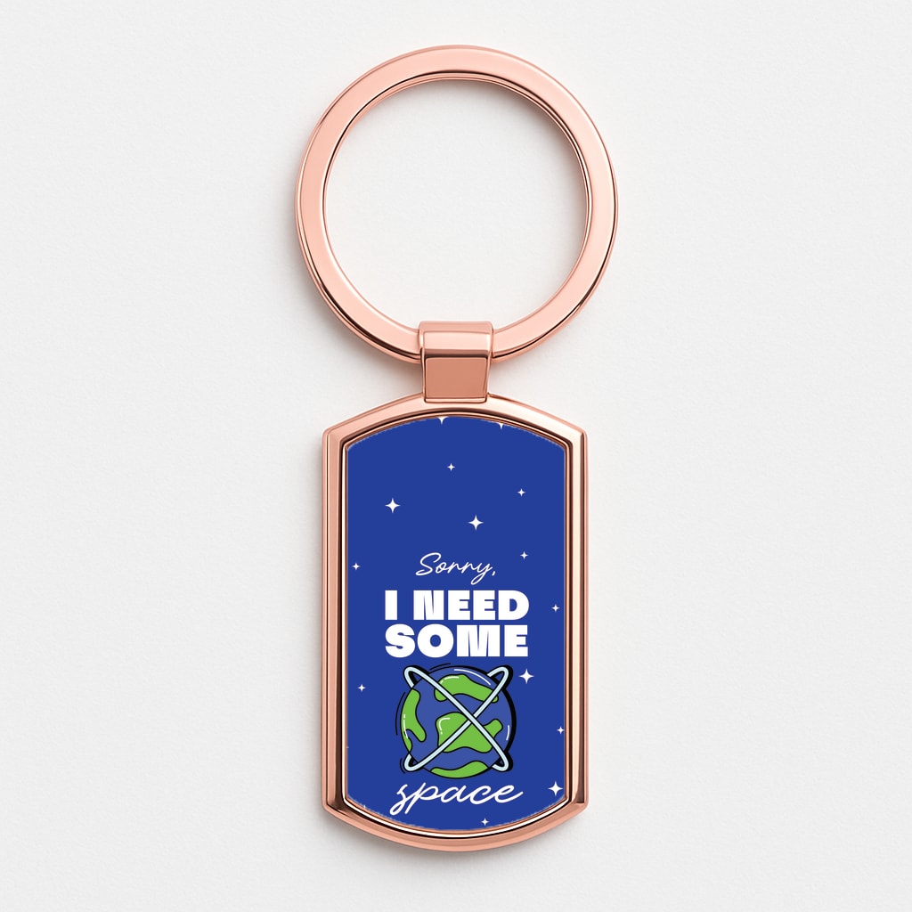 Cartoon I Need Some Space Rose Gold Keyring