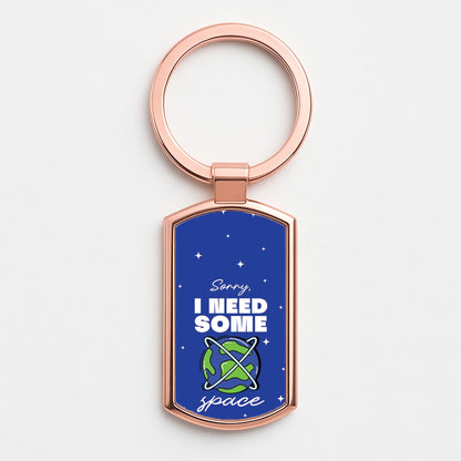 Cartoon I Need Some Space Rose Gold Keyring