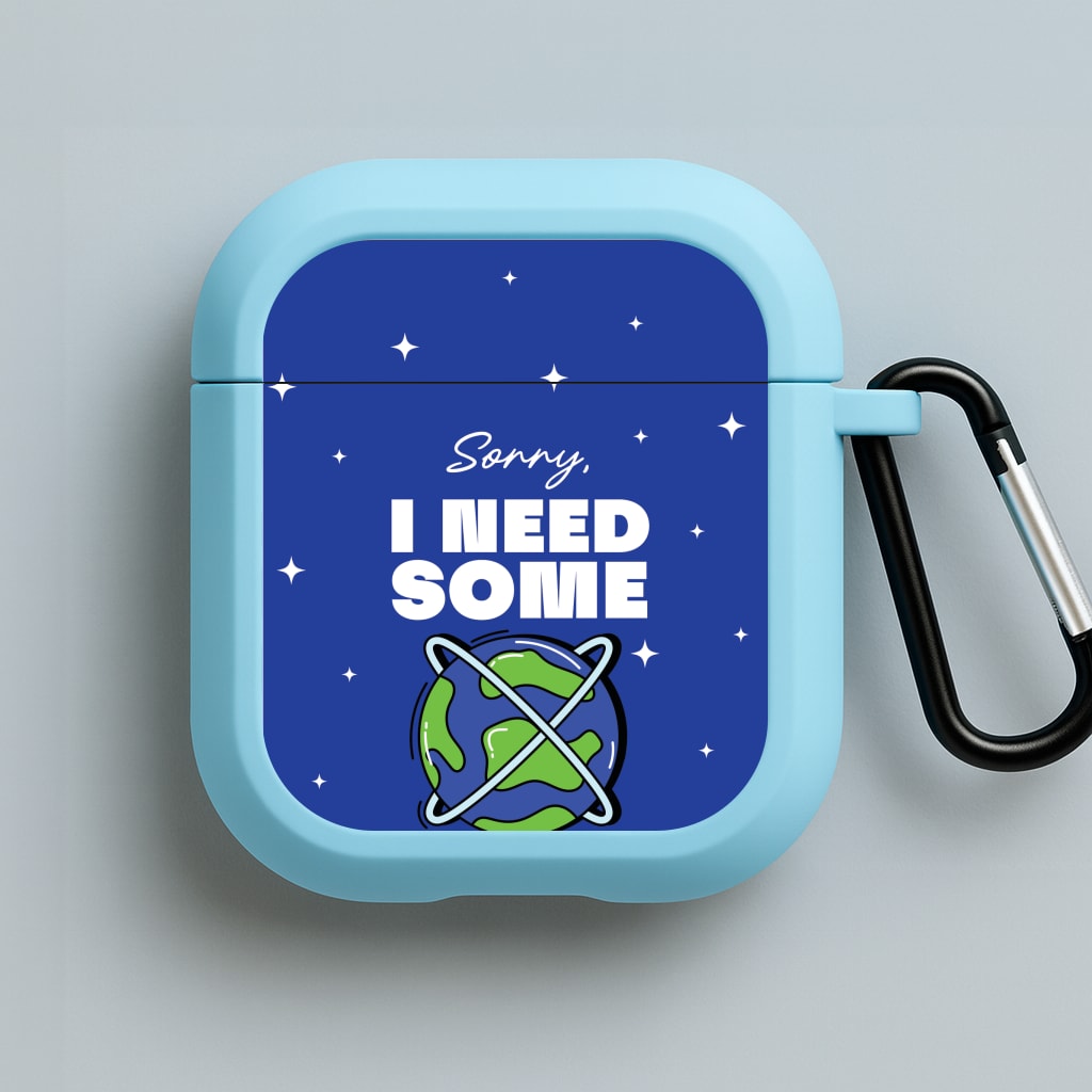 Cartoon I Need Some Space Blue AirPods Case