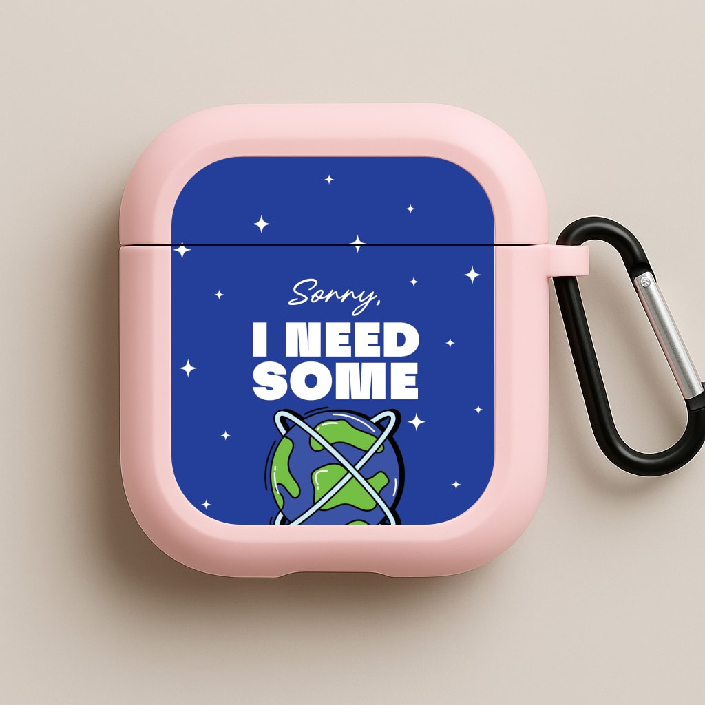 Cartoon I Need Some Space Pink AirPods Case