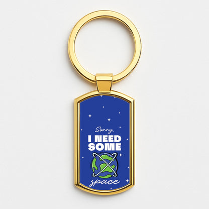 Cartoon I Need Some Space Gold Keyring
