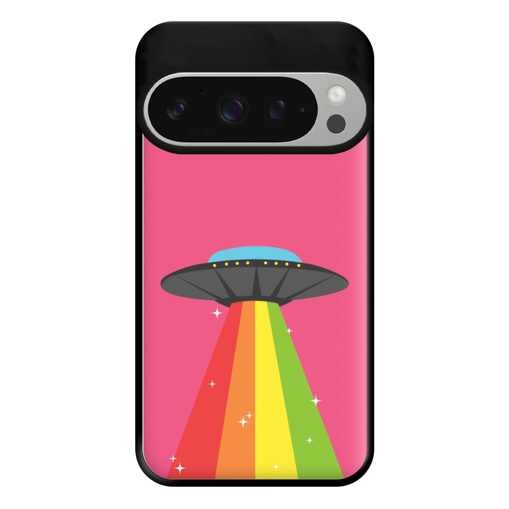 Rainbow Alien Spaceship Phone Case for Google Pixel 9 Pro XL