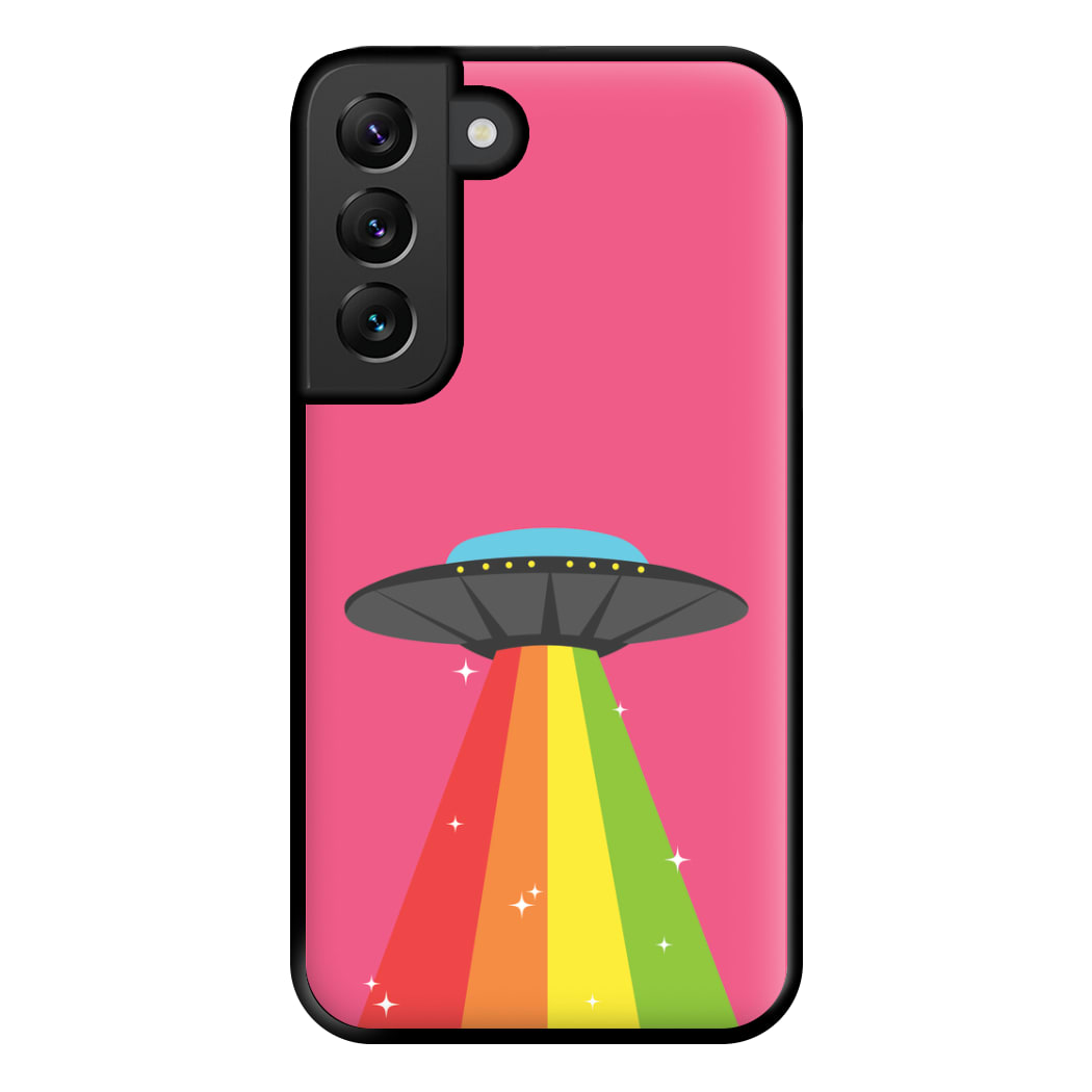 Rainbow Alien Spaceship Phone Case for Galaxy S22 Plus