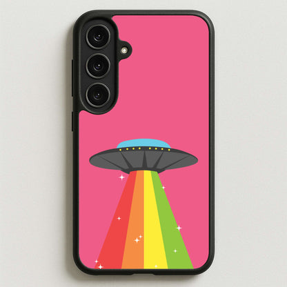 Rainbow Alien Spaceship Phone Case for Galaxy S25FE