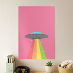 Rainbow Alien Spaceship Poster