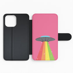 Rainbow Alien Spaceship Flip Phone Case