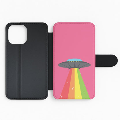 Rainbow Alien Spaceship Flip Phone Case