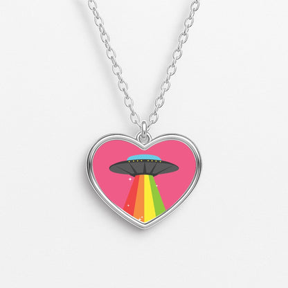 Rainbow Alien Spaceship Necklace