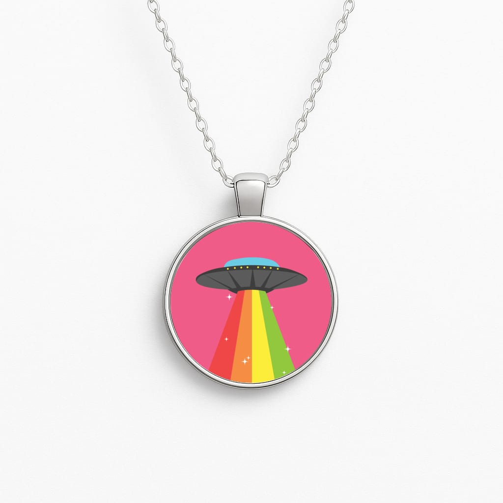 Rainbow Alien Spaceship Necklace