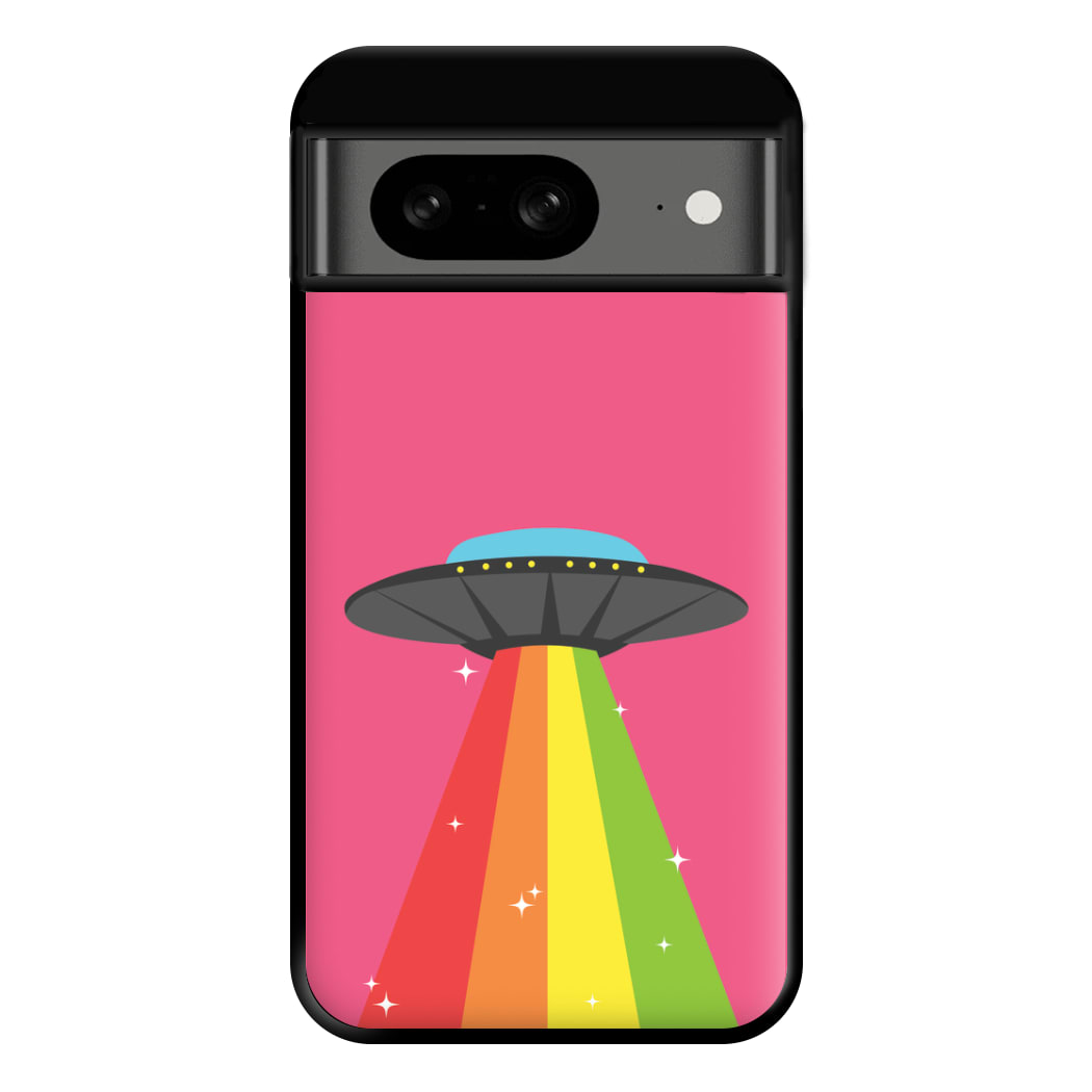 Rainbow Alien Spaceship Phone Case for Google Pixel 8