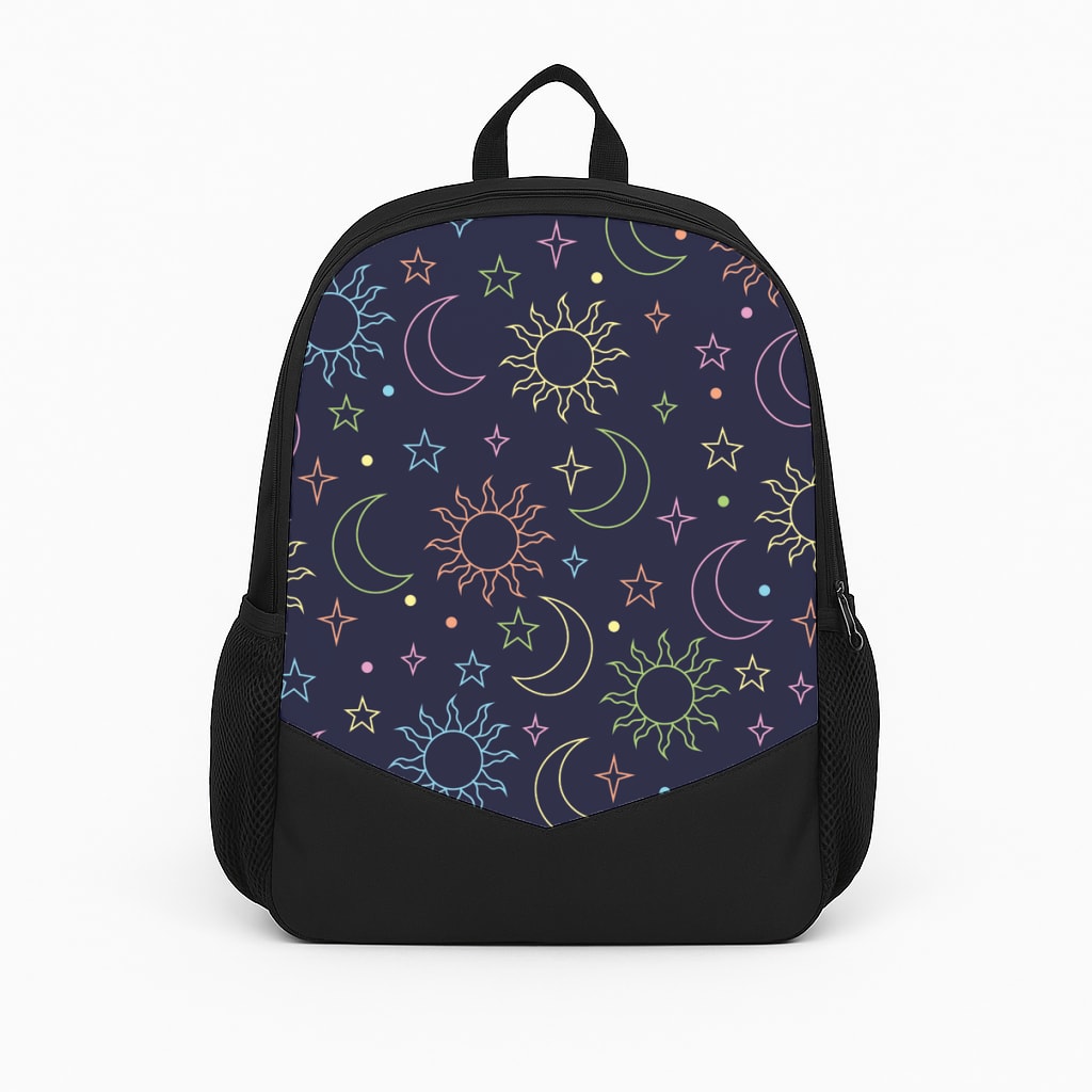 Sun, Moon And Stars Pattern Rainbow Backpack