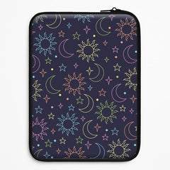 Sun, Moon And Stars Pattern Rainbow Laptop Sleeve