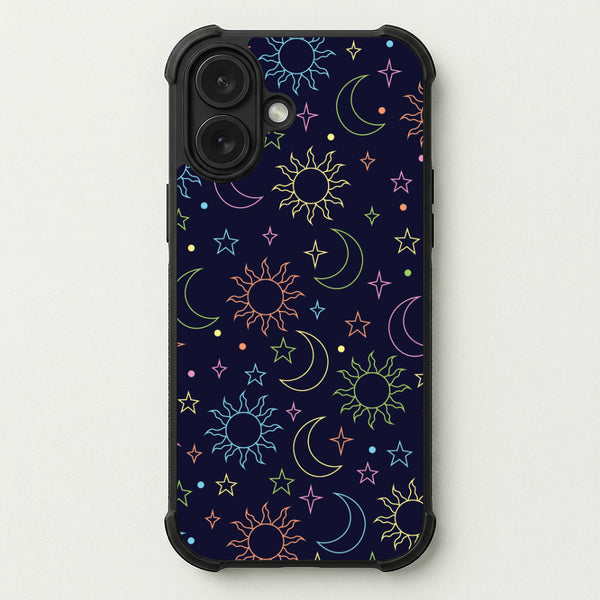 Sun, Moon And Stars Pattern Rainbow Phone Case — Bumper case
