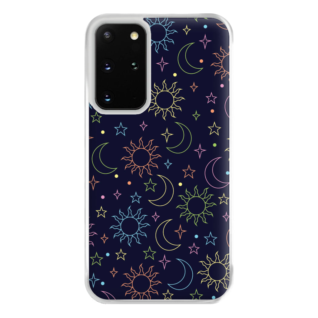 Sun, Moon And Stars Pattern Rainbow Phone Case for Galaxy S20 Plus
