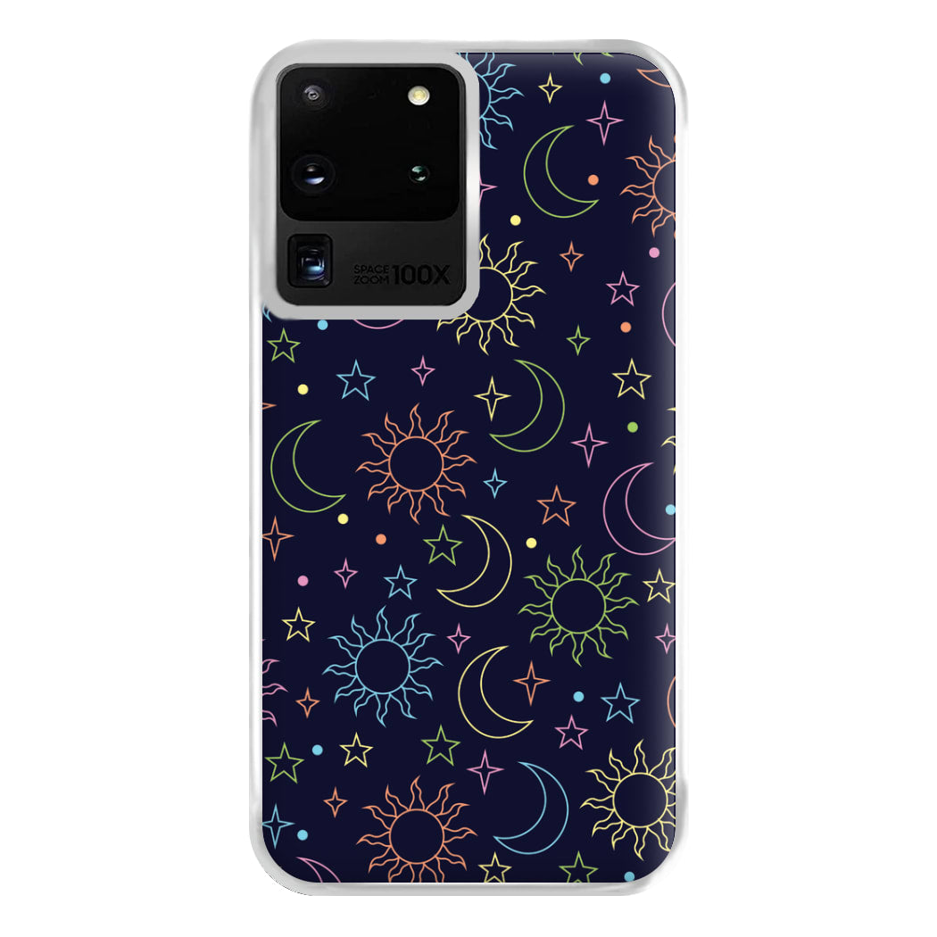 Sun, Moon And Stars Pattern Rainbow Phone Case for Galaxy S20 Ultra