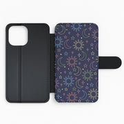 Sun, Moon And Stars Pattern Rainbow Flip / Wallet Phone Case 2