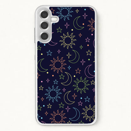 Sun, Moon And Stars Pattern Rainbow Phone Case for Galaxy A57