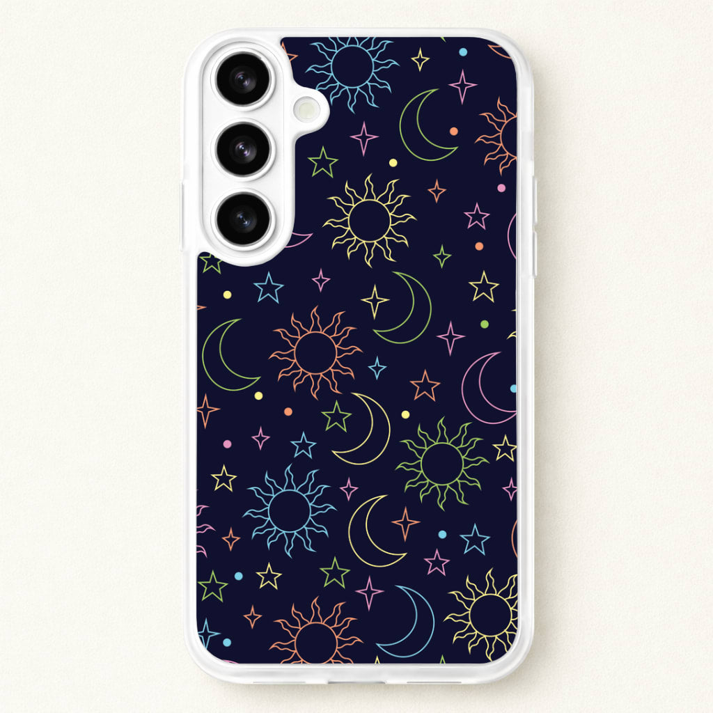 Sun, Moon And Stars Pattern Rainbow Phone Case for Galaxy S26