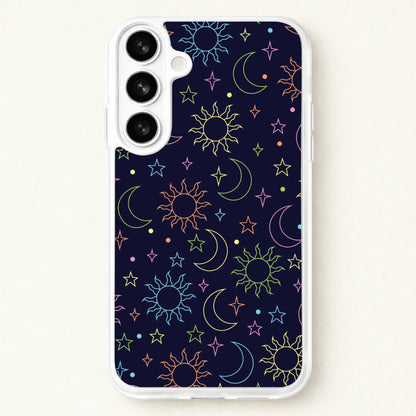 Sun, Moon And Stars Pattern Rainbow Phone Case for Galaxy S26
