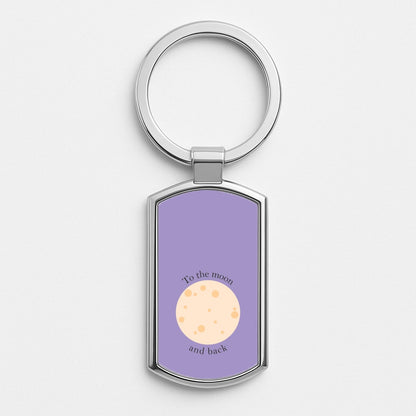 To The Moon And Back Silver Keyring
