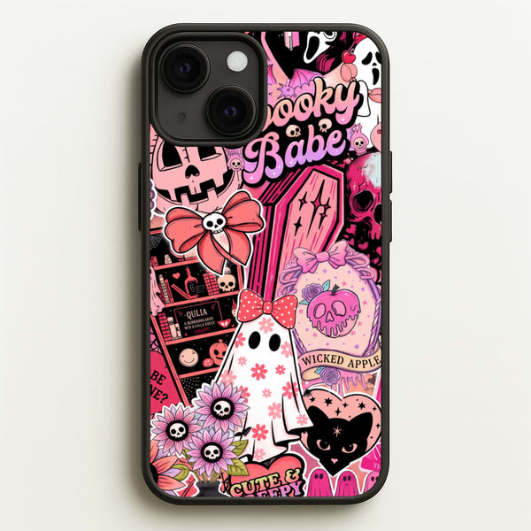 Spooky Babe Sticker Collage Phone Case - iPhone 13 Mini / Standard