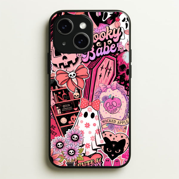 Spooky Babe Sticker Collage Phone Case - iPhone 15 / Standard