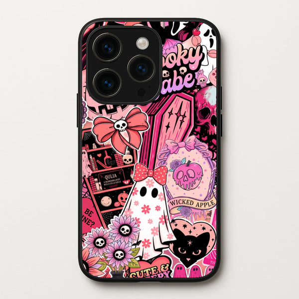 Spooky Babe Sticker Collage Phone Case - iPhone 15 Pro / Standard