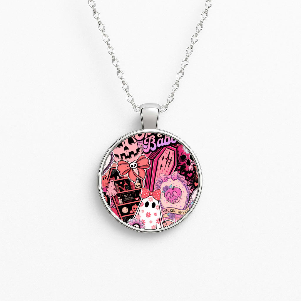 Spooky Babe Sticker Collage Necklace