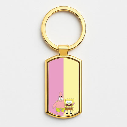 Patrick And Sponge Gold Keyring