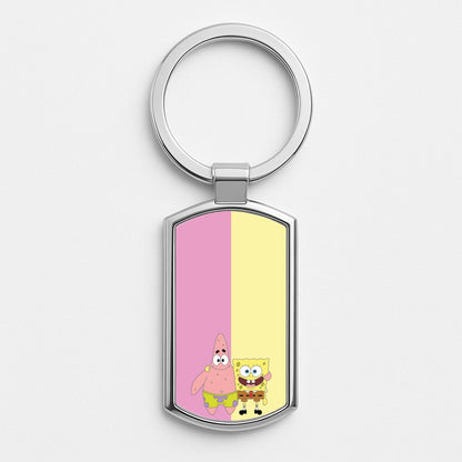 Patrick And Sponge Silver Keyring