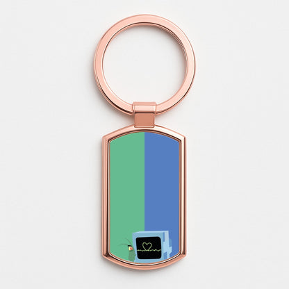 Plankton And Karen Rose Gold Keyring