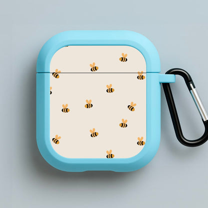 Spring Bee Pattern Blue AirPods Case