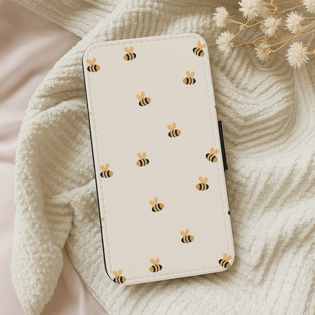 Spring Bee Pattern Flip / Wallet Phone Case