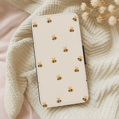 Spring Bee Pattern Flip / Wallet Phone Case