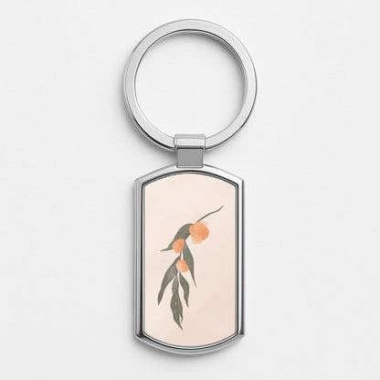 Spring Peaches Silver Keyring