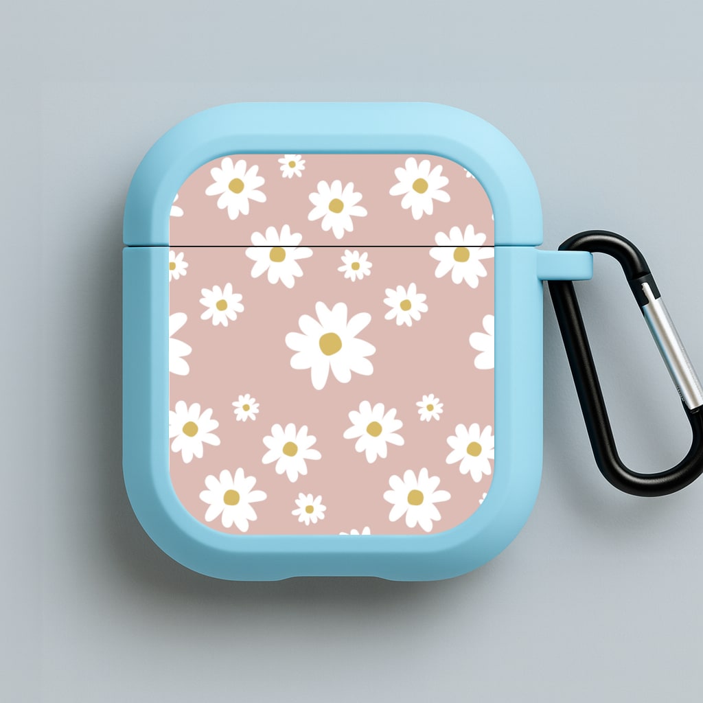 Spring Daisy Pattern Blue AirPods Case