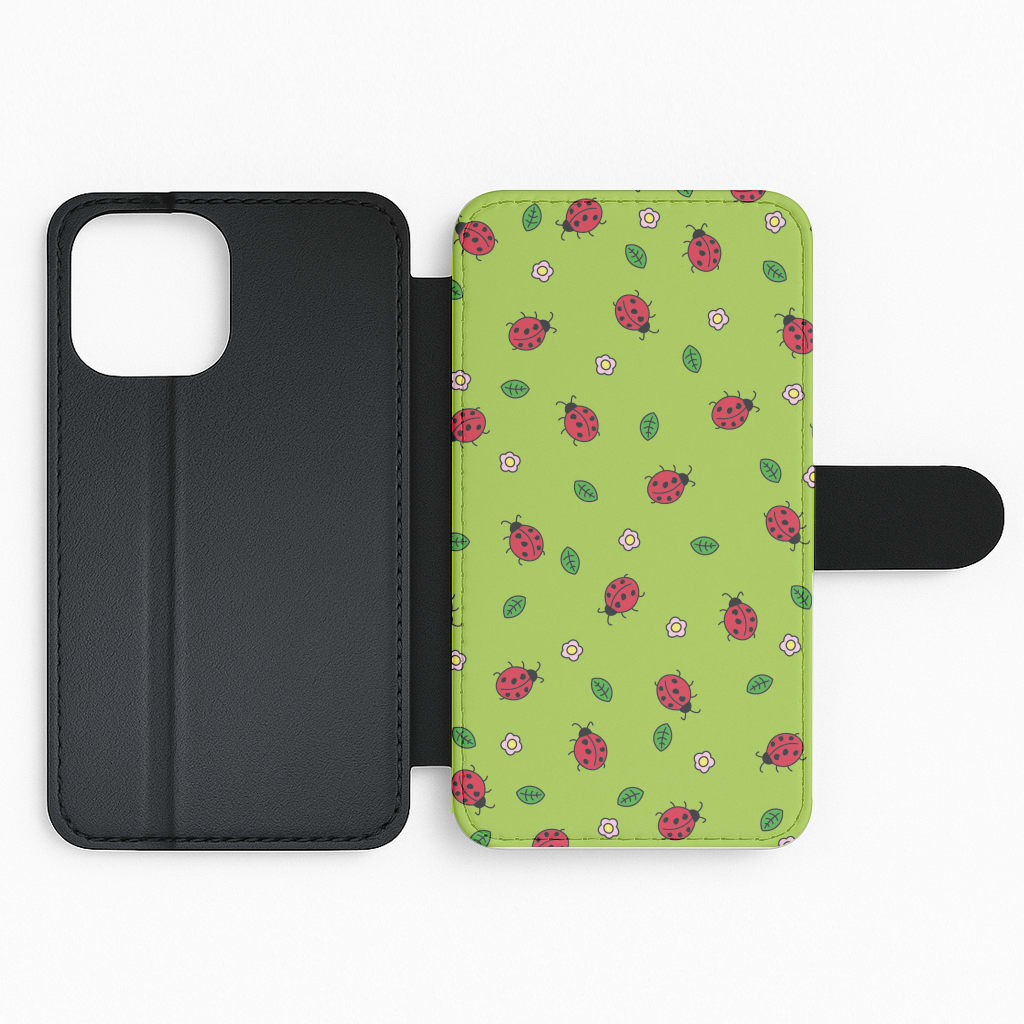 Ladybugs And Flowers - Spring Patterns Flip Phone Case