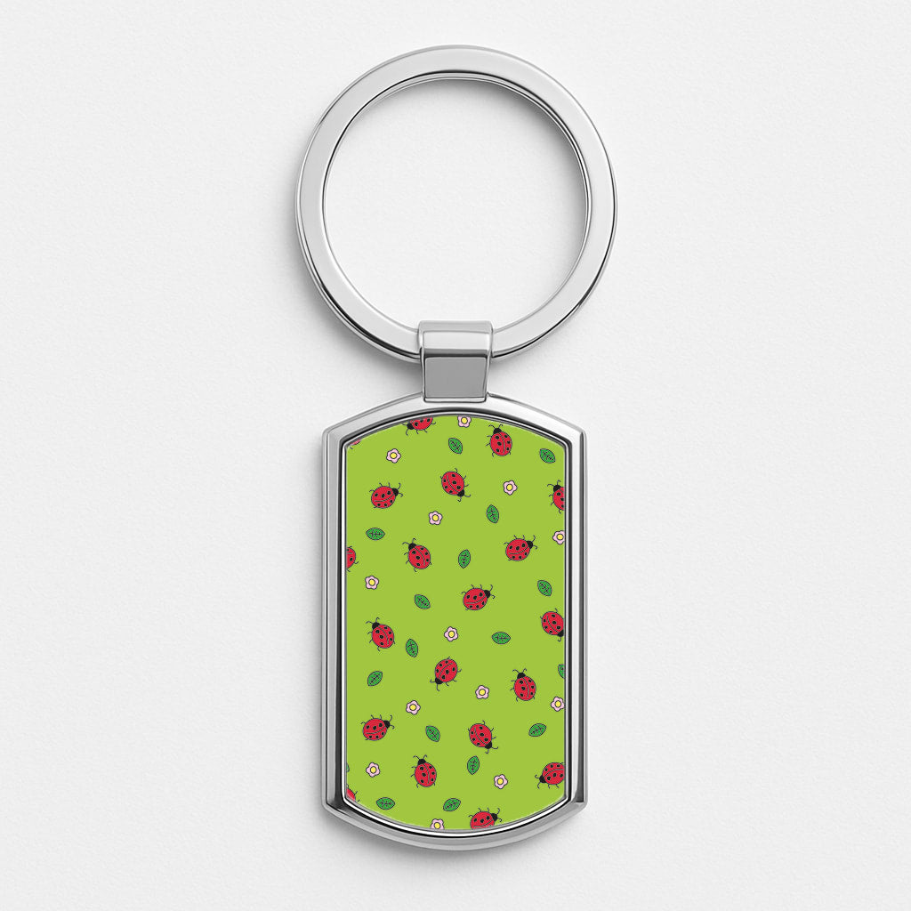 Ladybugs And Flowers - Spring Patterns Luxury Keyring