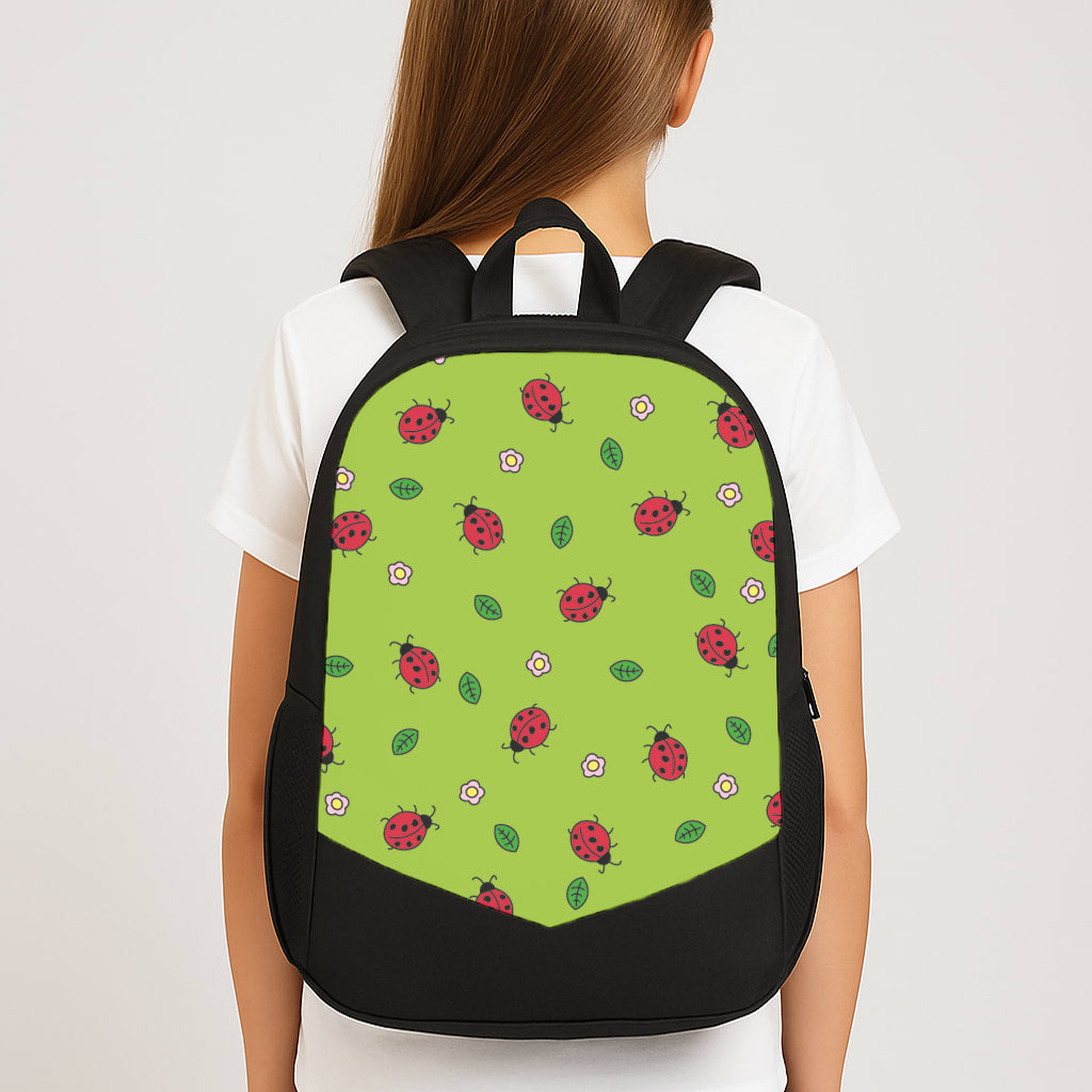 Ladybugs And Flowers - Spring Patterns Large School Bag
