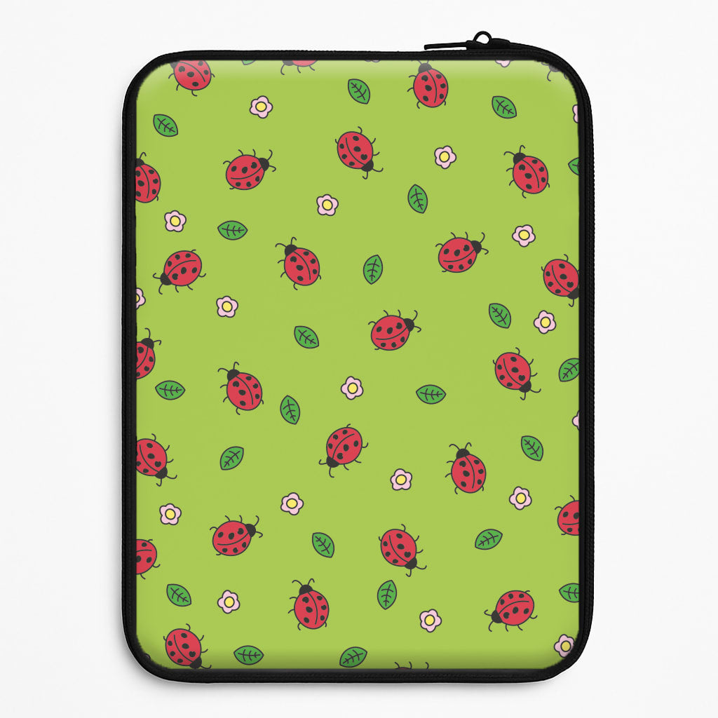 Ladybugs And Flowers - Spring Patterns Laptop Sleeve