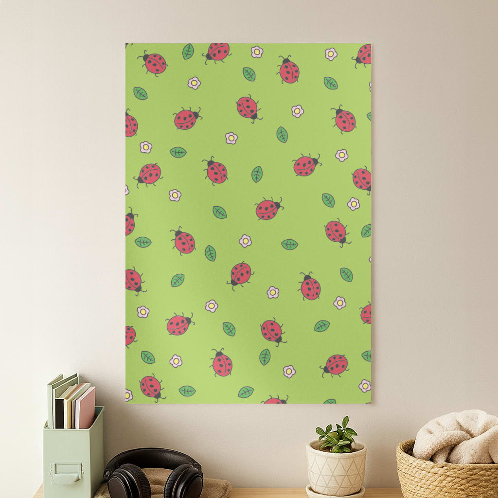 Ladybugs And Flowers - Spring Patterns Poster