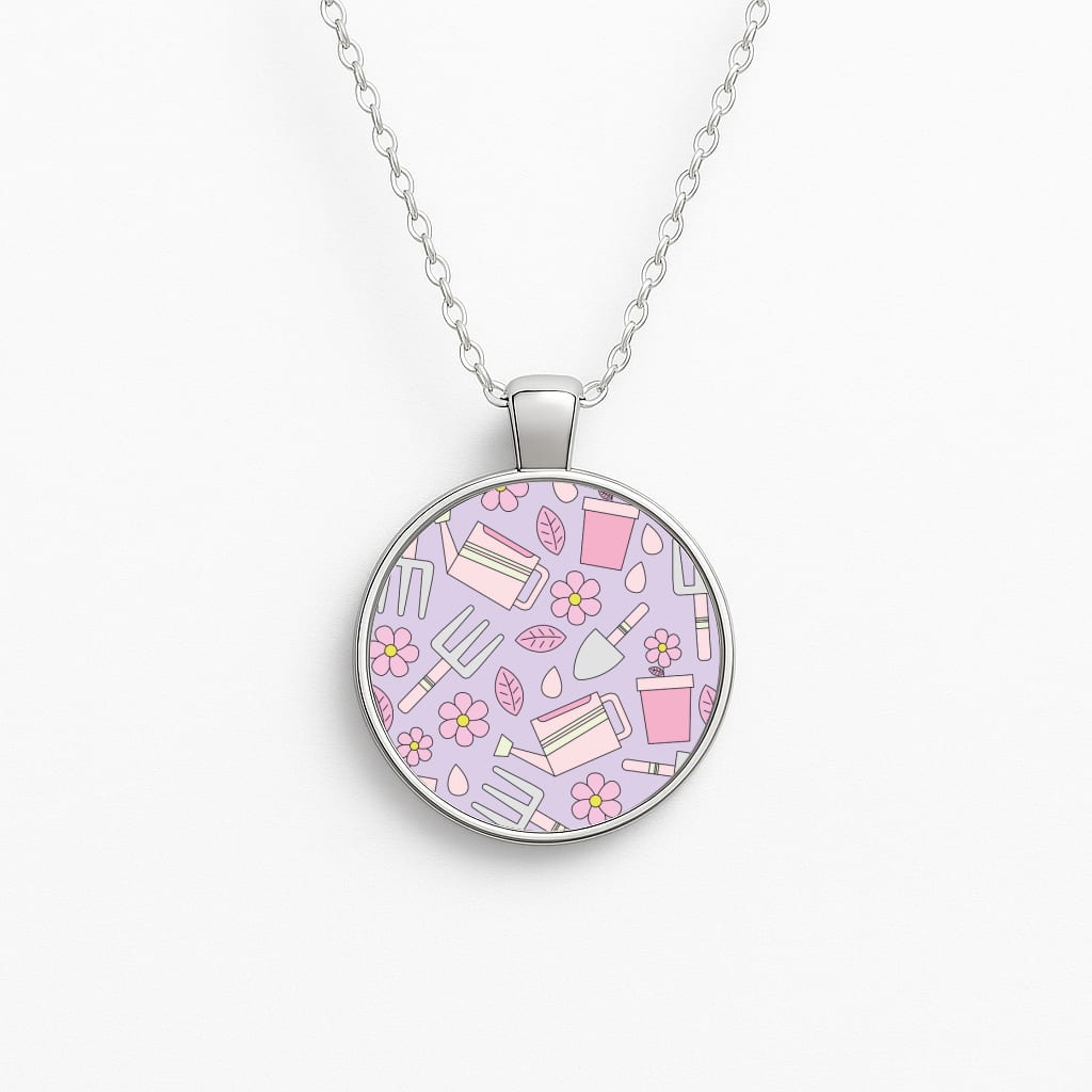 Gardening Tools - Spring Patterns Circle Necklace