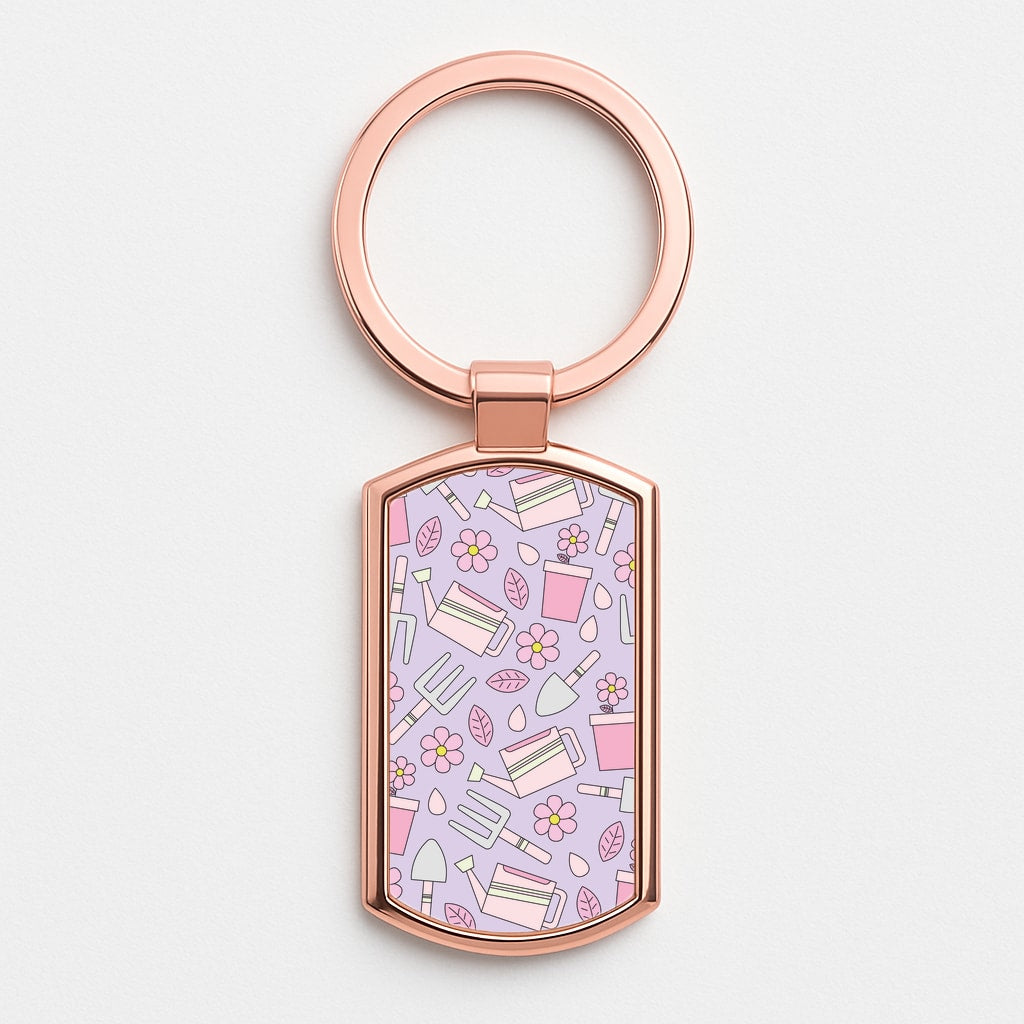 Gardening Tools - Spring Patterns Rose Gold Keyring