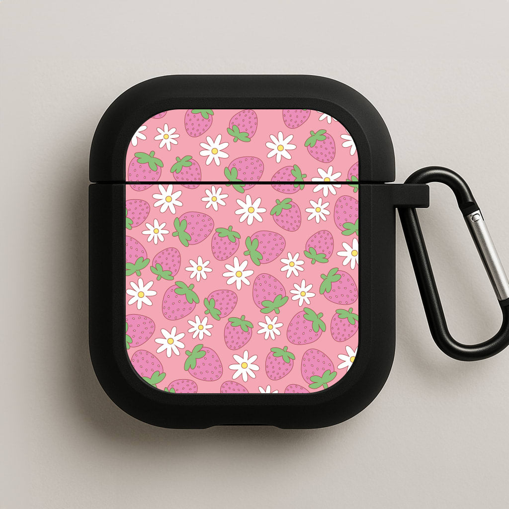 Pink Strawberries - Spring Patterns AirPods Case