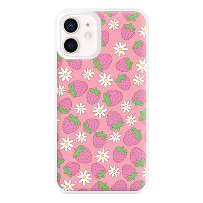 Pink Strawberries - Spring Patterns Phone Case for iPhone 13 Mini