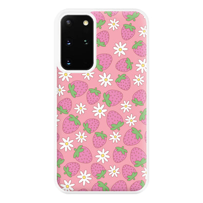 Pink Strawberries - Spring Patterns Phone Case for Galaxy S20 Plus